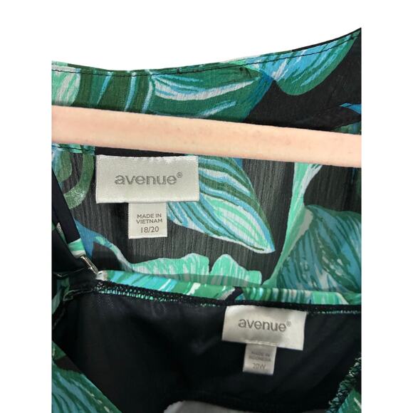 The Avenue Plus Size Twist tropical Print Swim Tank Coverup Set Vacation 20 Lake - Picture 3 of 6